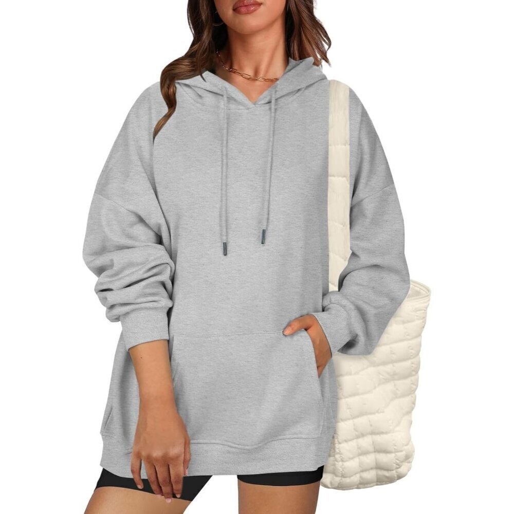 🆕 Women Grey Pullover Sweatshirts Long Sleeve Fall Winter Coat Fleece Hoodies